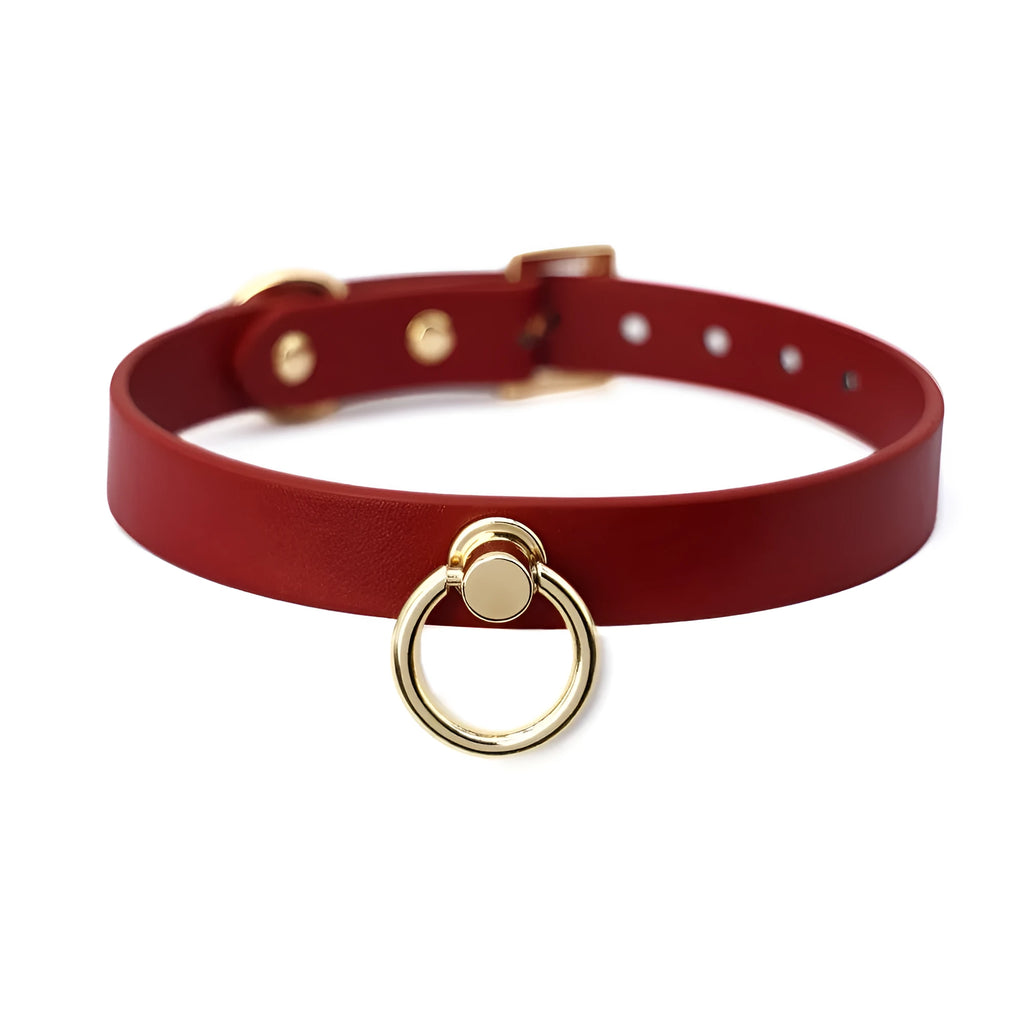 Genuine cowhide leather bondage collar with adjustable drag chain in black colour