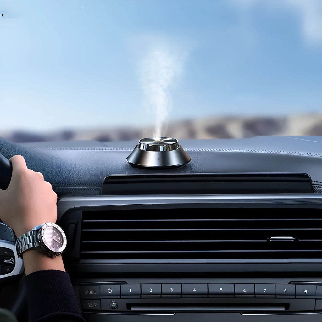 Black metal car aromatherapy diffuser with butterfly design and USB cable