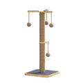 A simple, scratch-resistant cat climbing frame toy with a chip hanging ball, made from pine wood and carpet leather.