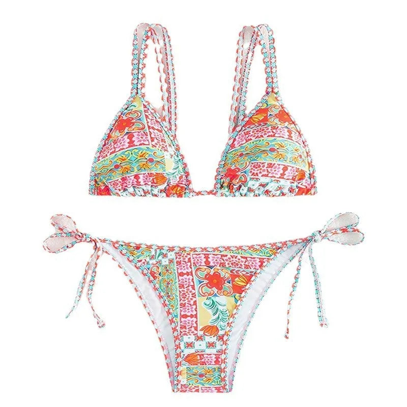 Women's lace-up front swimsuit with backless design in polyester fabric for swimming