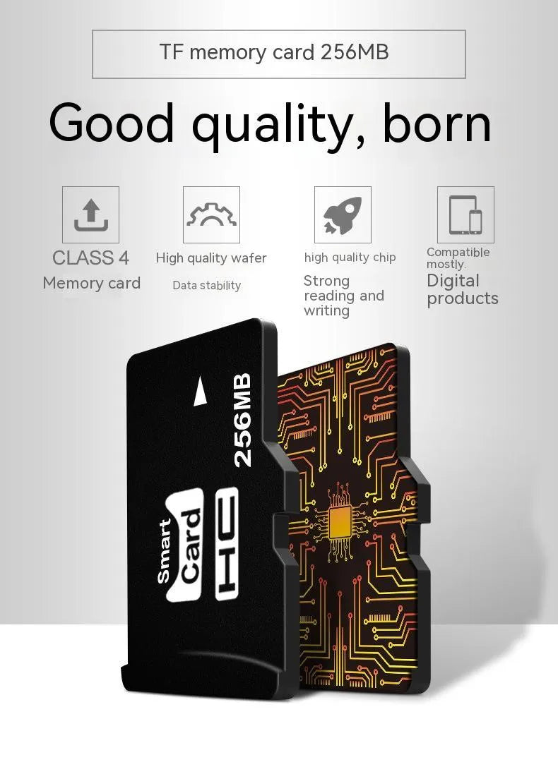 256MB TF series microSD memory card in a presentation box for MP3 players and cameras.
