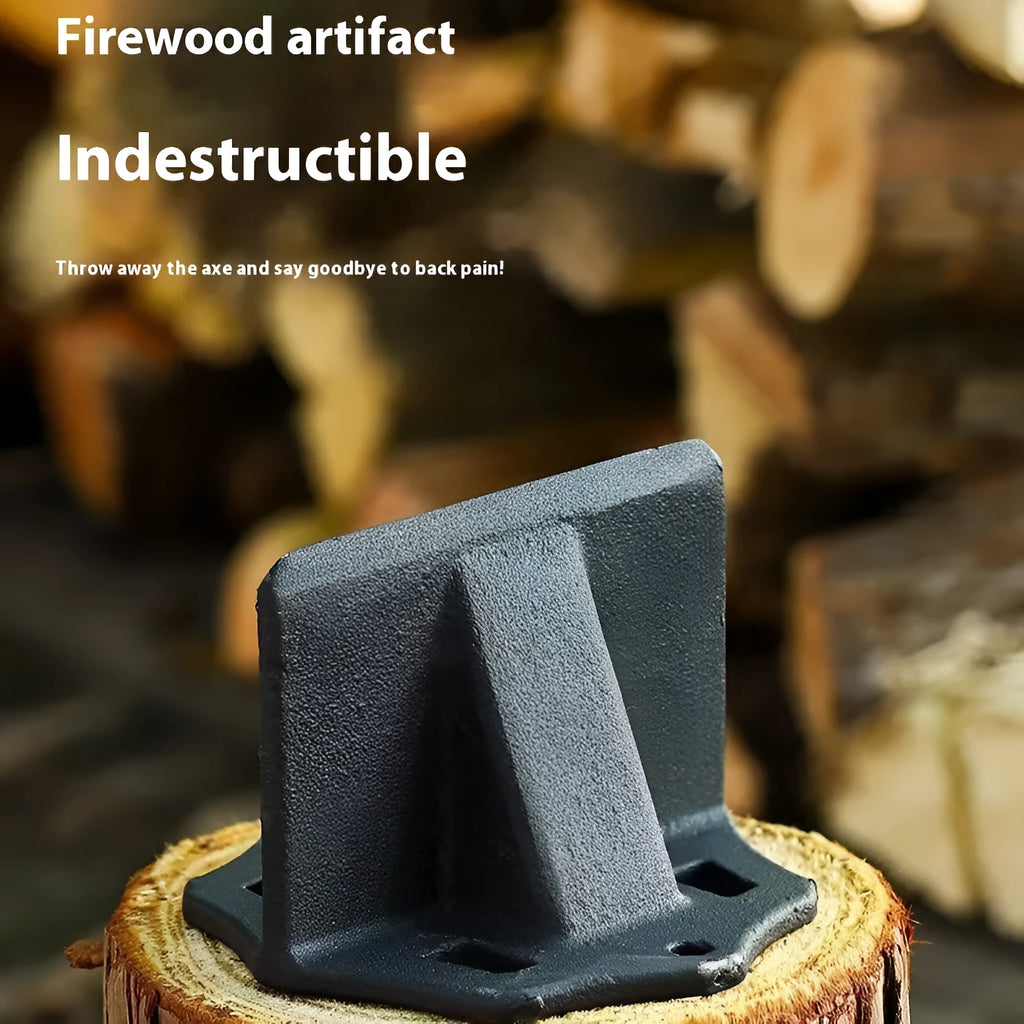 Small square cast iron wood splitter for portable wood cutting