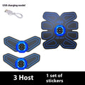 Eight-piece abdominal muscle waist reduction massage patch set in multiple colours including black and blue