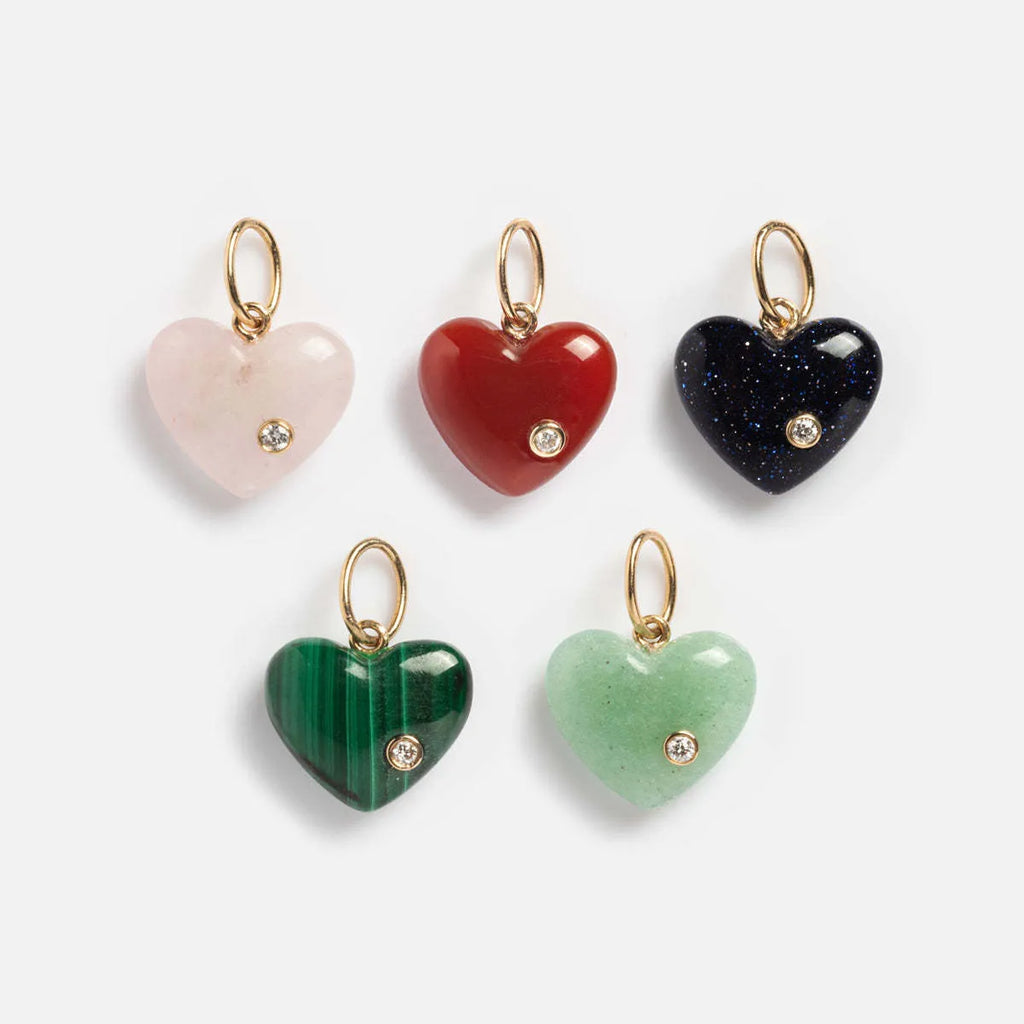 Natural stone and crystal geometric pendant on an O-shaped chain necklace, shown alongside birthstone pendant options.
