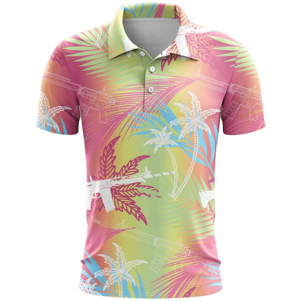 3D printed pattern on a loose-fit short sleeve sports shirt in bird eye cloth fabric.