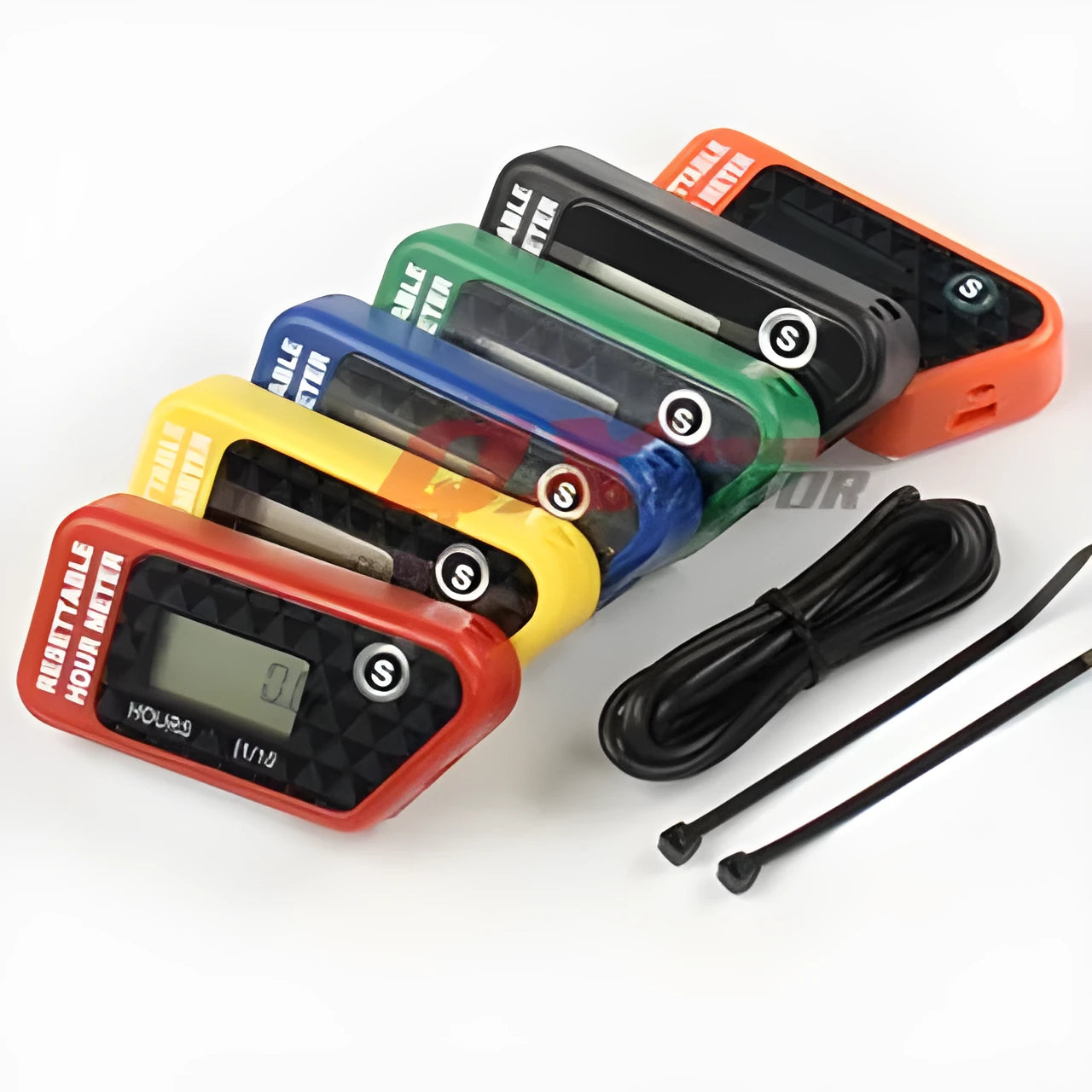Black waterproof LCD maintenance timer for ATV, motorcycle, motorboat, lawn mower, and generator service scheduling