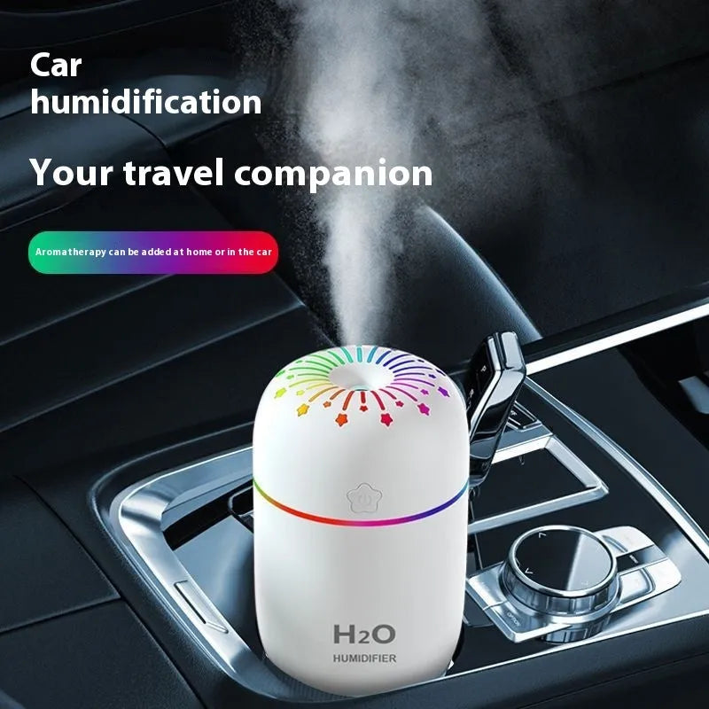 Compact white USB-powered mini humidifier with 300ml water tank