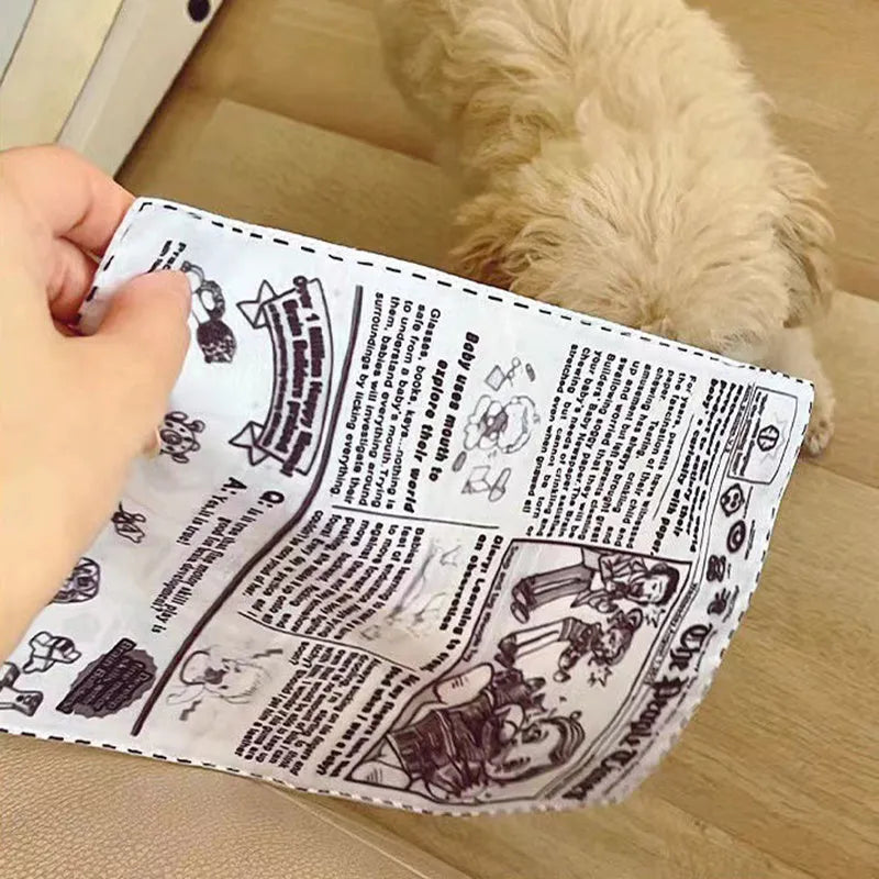 Tear-resistant dog sound toy with realistic newspaper design for small breed puppies