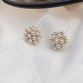 Korean style alloy earrings with pineapple and starfish motifs in gold colour, featuring inlaid artificial gems