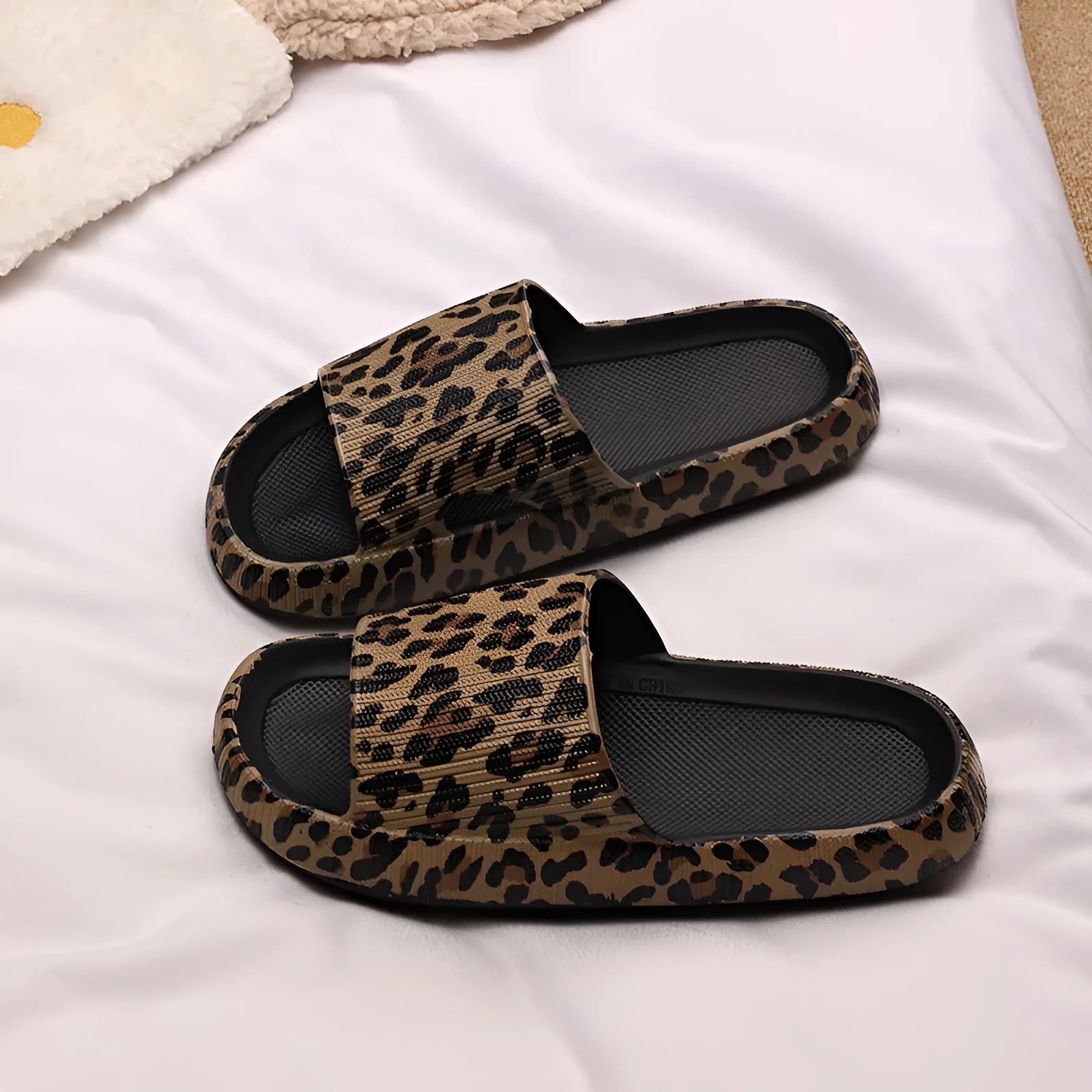 Women's leopard print EVA slippers with thick sole in multiple animal print colour options