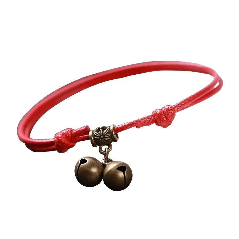 Nylon rope dog collar with brass bell, shown in black, red, and coffee colour options.