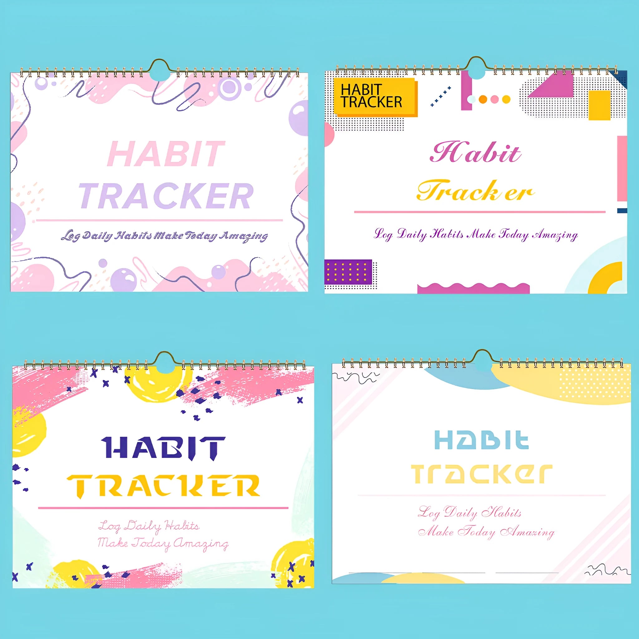 A5 habit tracking planner book open on a table, showing interior pages for schedule recording.