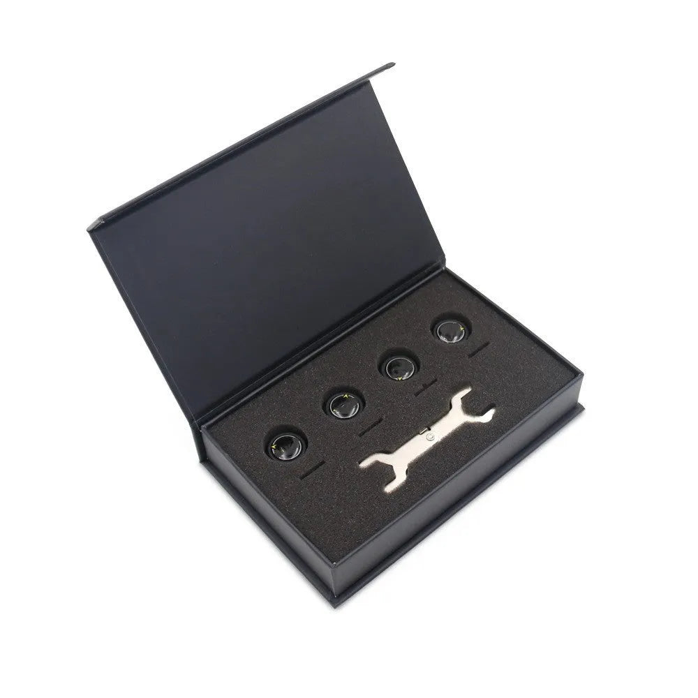 Bluetooth 5.0 automotive tyre pressure monitoring system with four sensors and installation tools