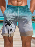 Men's micro-elastic quick-dry swimming trunks in polyester fabric showing elastic waistband