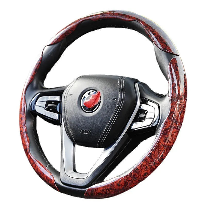 Peach wood grain artificial leather steering wheel card sleeve for 38cm diameter car wheels