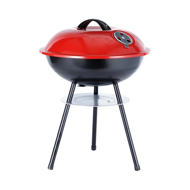 Portable 14-inch iron barbecue grill with minimalist apple stove design.
