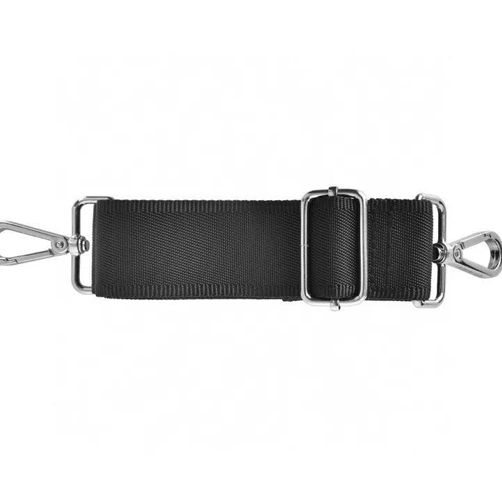 Black Oxford cloth laptop messenger bag with multiple compartments and a lock, shown in 14-inch and 15.6-inch sizes.