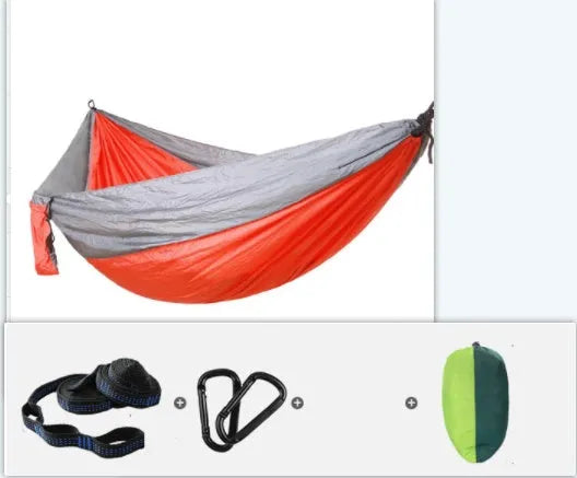 Backpacking hammock 270x140cm in 210T nylon with tree straps and buckles for outdoor camping