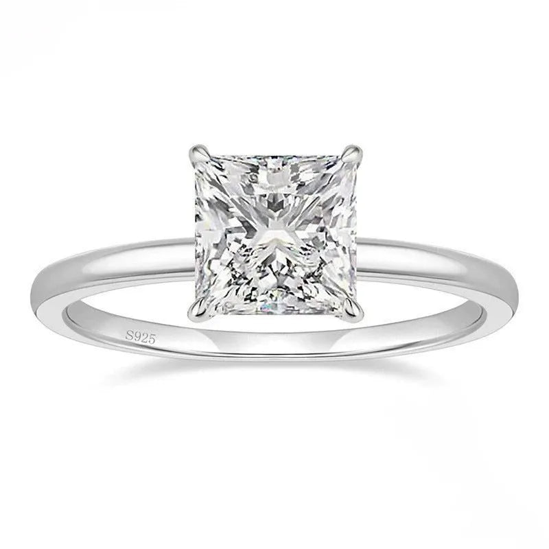 Geometric 925 silver ring with round zirconium centre in silver, gold, and rose gold colour options