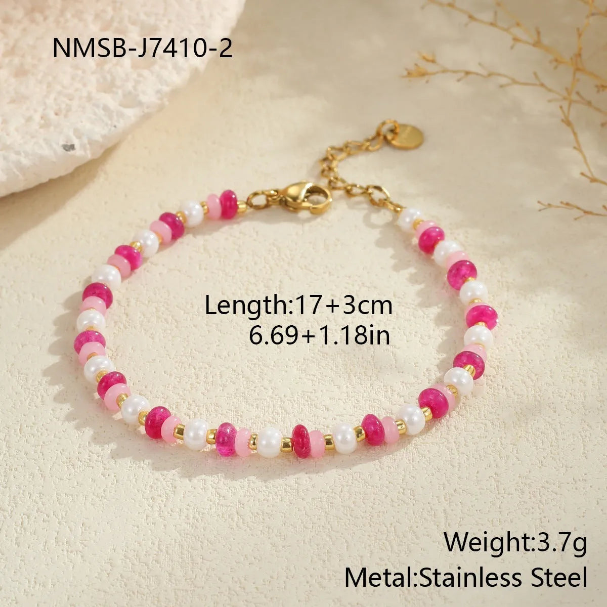 18K gold plated stainless steel geometric chain necklace for women, adjustable 41-50cm, pink or blue colour, fashion OL style, electroplated finish