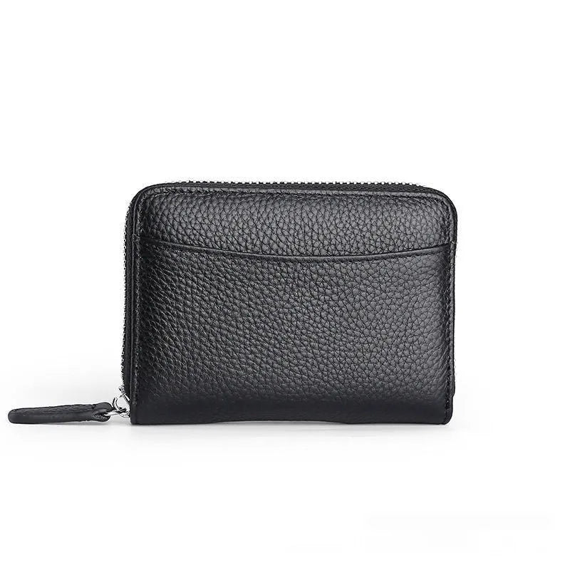 Genuine cowhide leather coin purse with zip closure in multiple solid colours