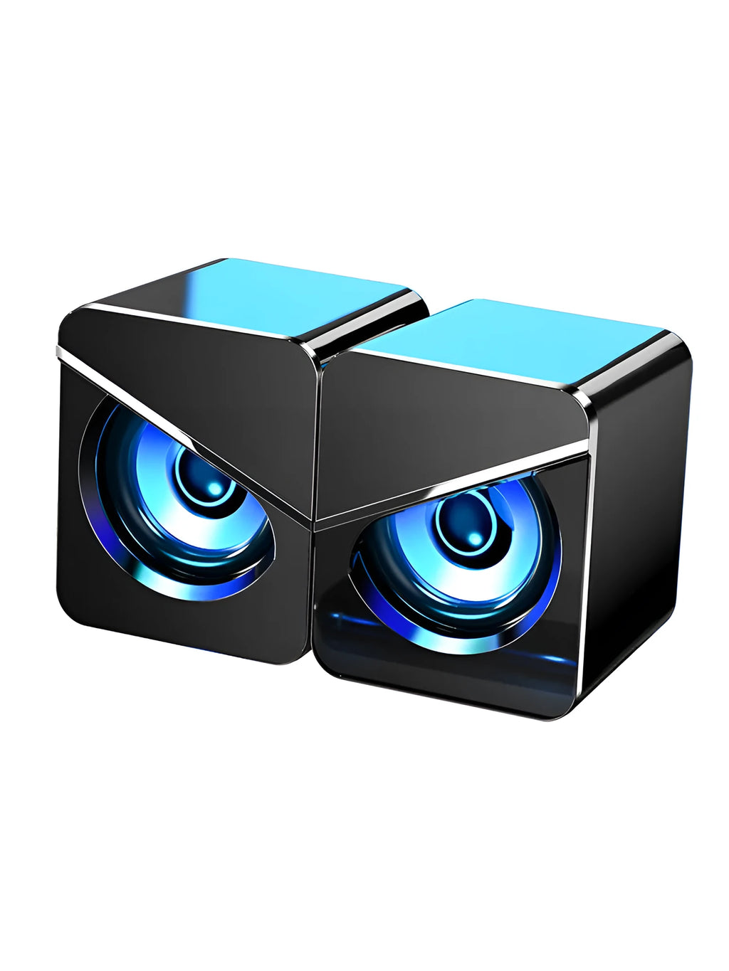 Compact black or white USB mini speaker for computer desktop use with wired connection.