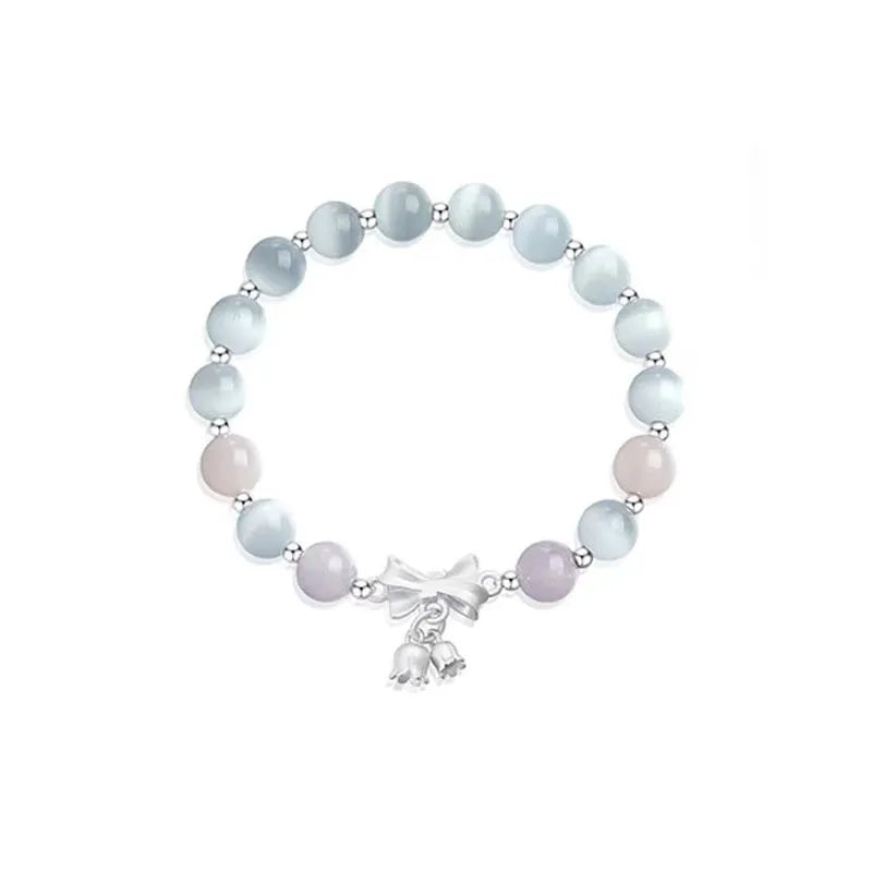 Lavender amethyst opal crystal bracelet with 10mm bowknot shape and electroplated finish