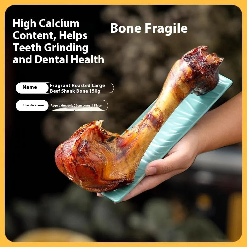 Large, medium, and small size dog molar chew with roasted ox bone flavour for dental cleaning.