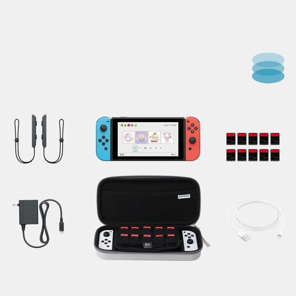 Large capacity clutch storage bag for Nintendo Switch consoles with game cartridge organisation