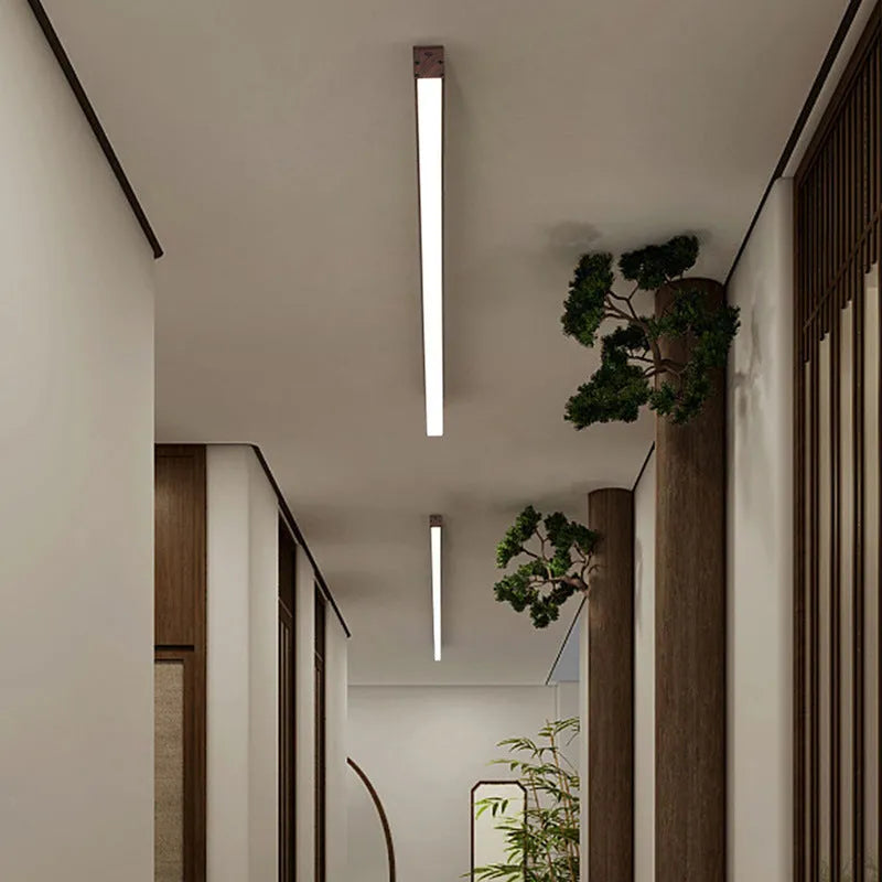 LED linear ceiling lamp iron acrylic shade corridor light remote control tri-colour dimming