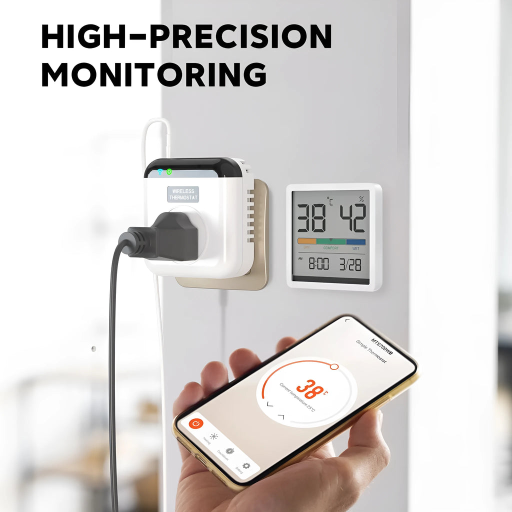 White European smart socket with thermostatic and voice control features