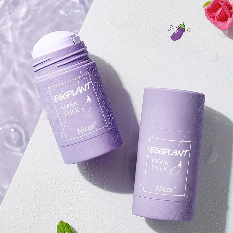 Green tea and eggplant solid clay stick face mask for oily and acne-prone skin