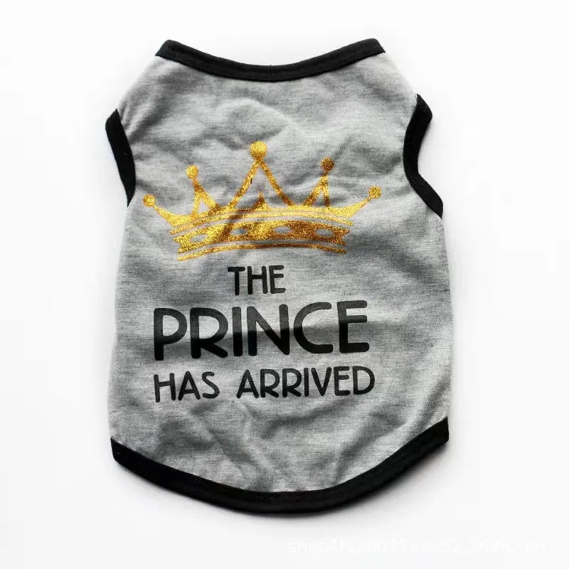 Cotton dog vest for puppies in various colours including black, blue, pink, and grey