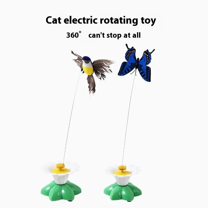 Automatic cat teaser electric rotation toy with plastic body in butterfly colour option