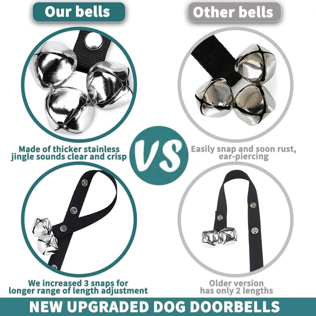 Adjustable dog training doorbell with seven metal bells and nylon leash for toilet training