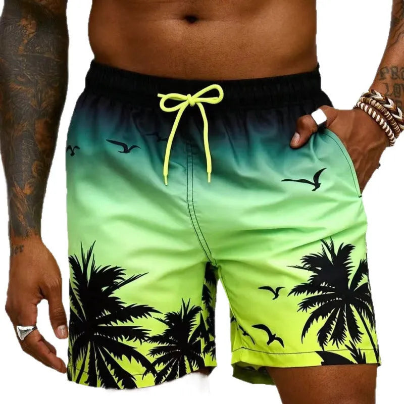 Men's loose board swimming trunks in polyester with ethnic style design