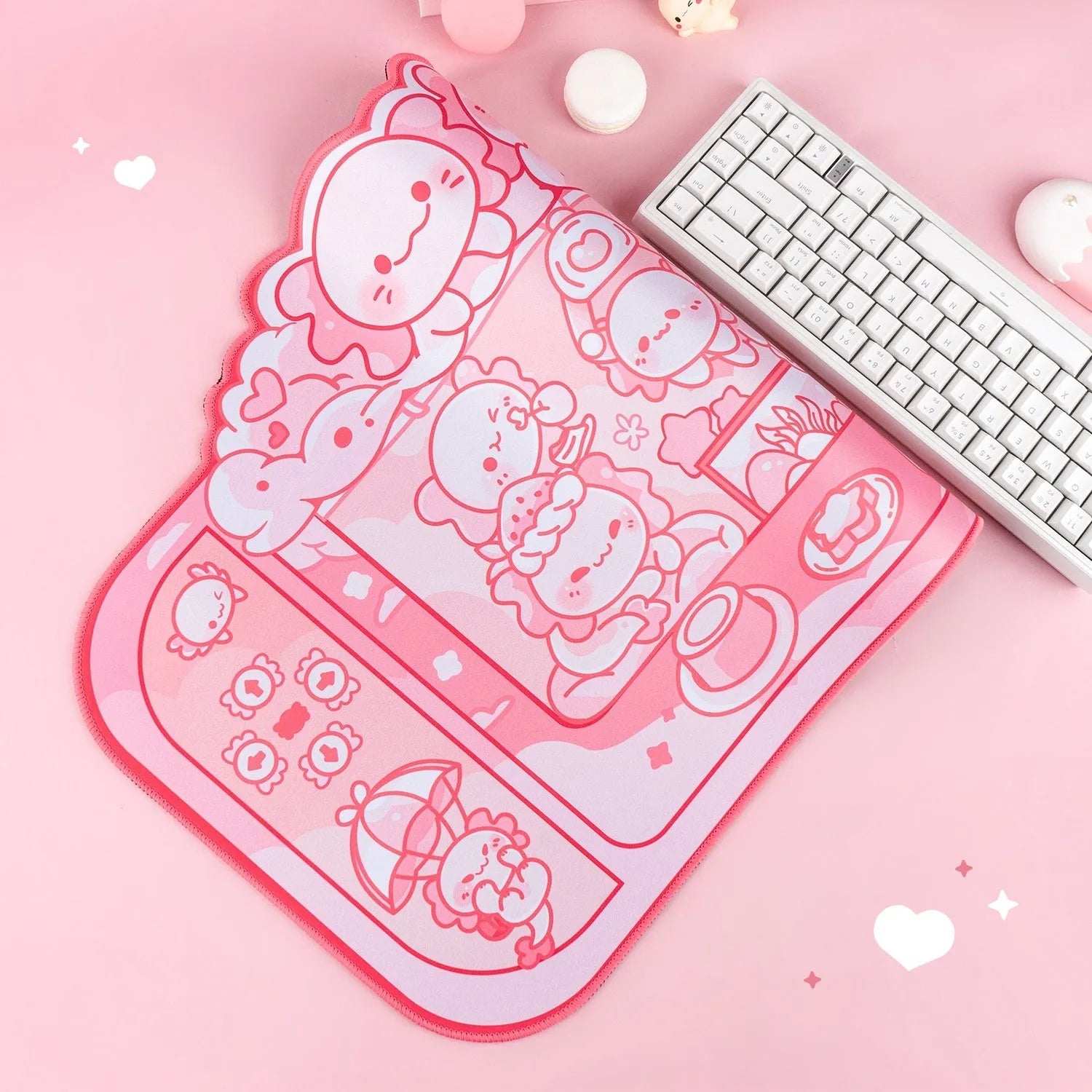 Hexagonal Dragon Crane Machine large cloth mouse pad measuring 75x40cm with cartoon anime design