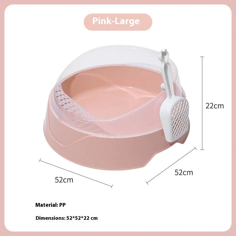 Round mint green PP plastic cat litter box with deodorant function on a white background.