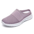 Women's casual mesh shoes with hollow-out design in black, flat heel and round toe
