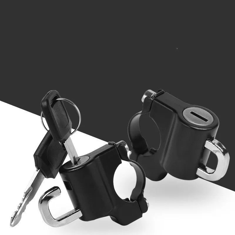 Anti-theft fixed multi-function lock black metal 58x46mm for helmet on electric car handlebar