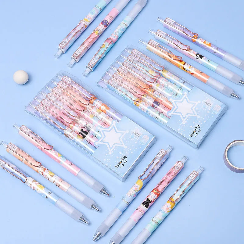 Six cartoon constellation press gel pens with 0.5mm tips showing constellation designs
