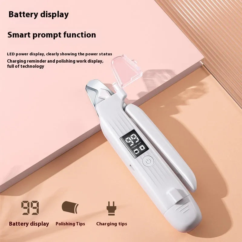 HZ8 White model battery-powered dog nail clippers with integrated piercing device.