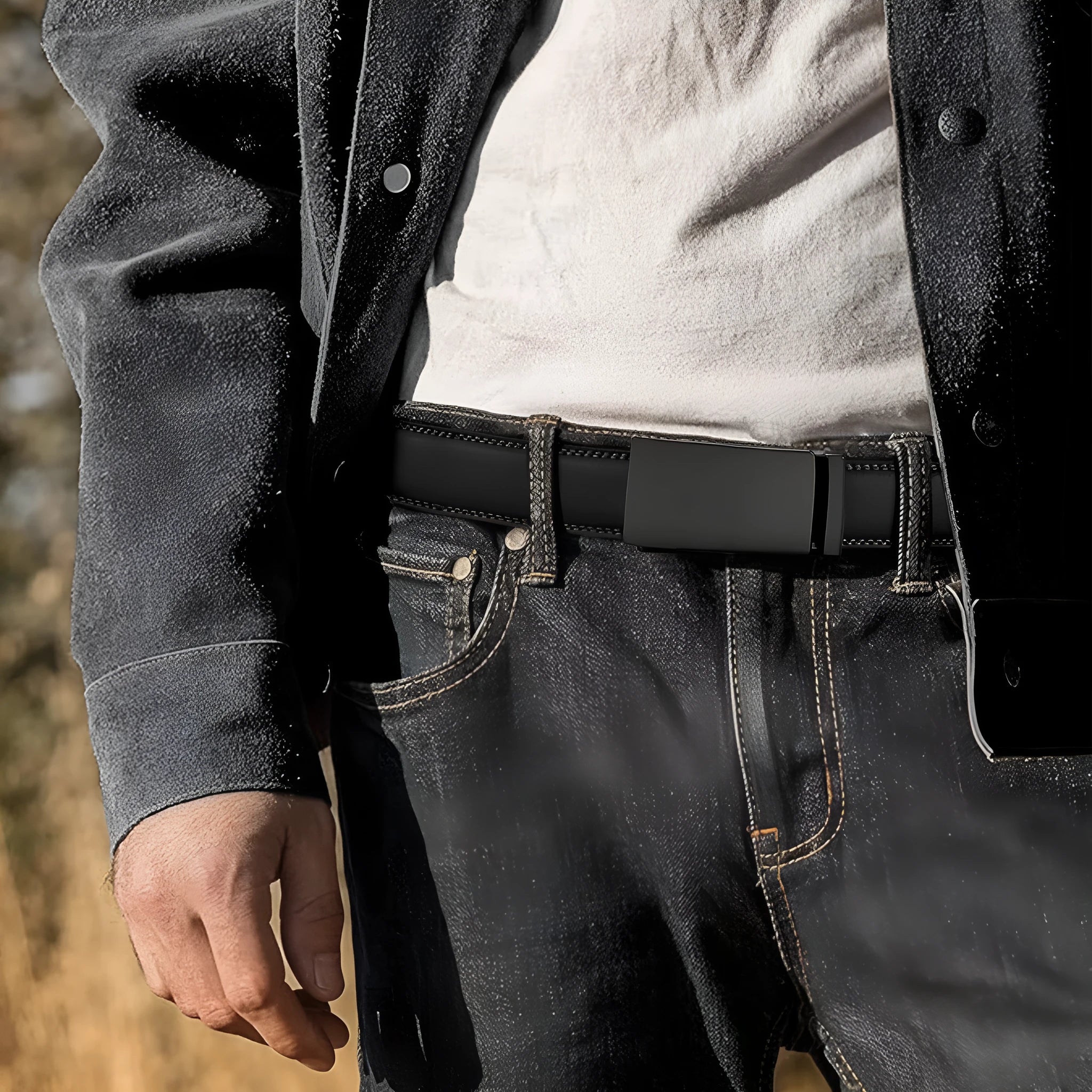 Men's PU leather belt with automatic alloy buckle in multiple colour options