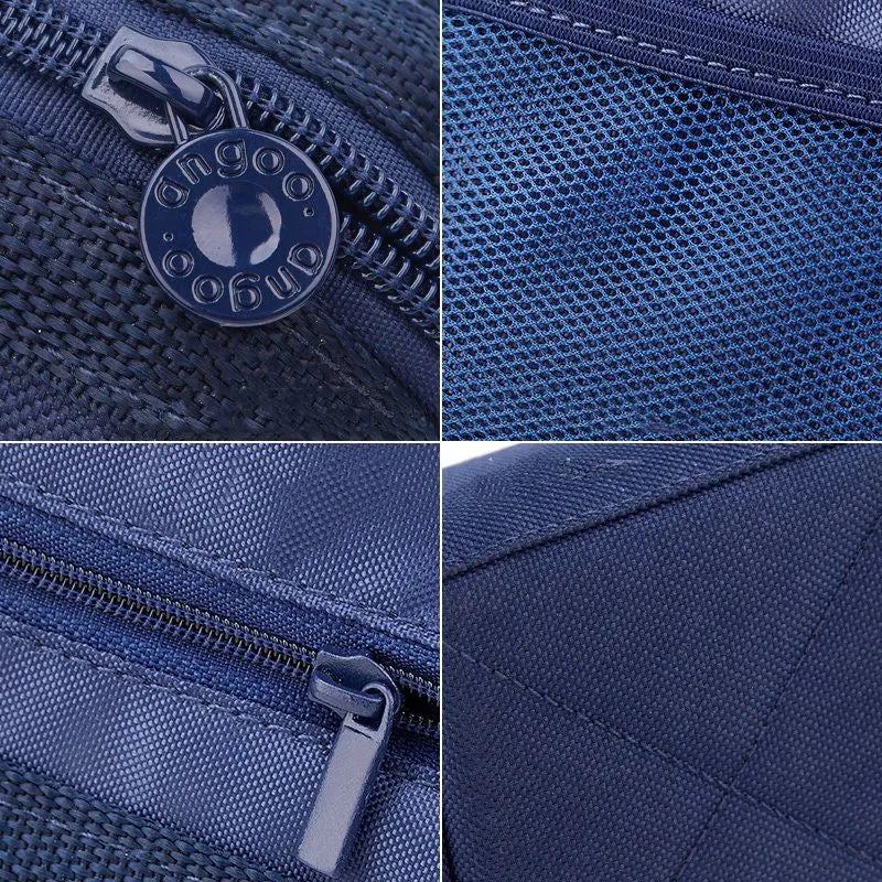 Oxford cloth pencil case with double zippers in yellow, black or dark blue colours for stationery storage