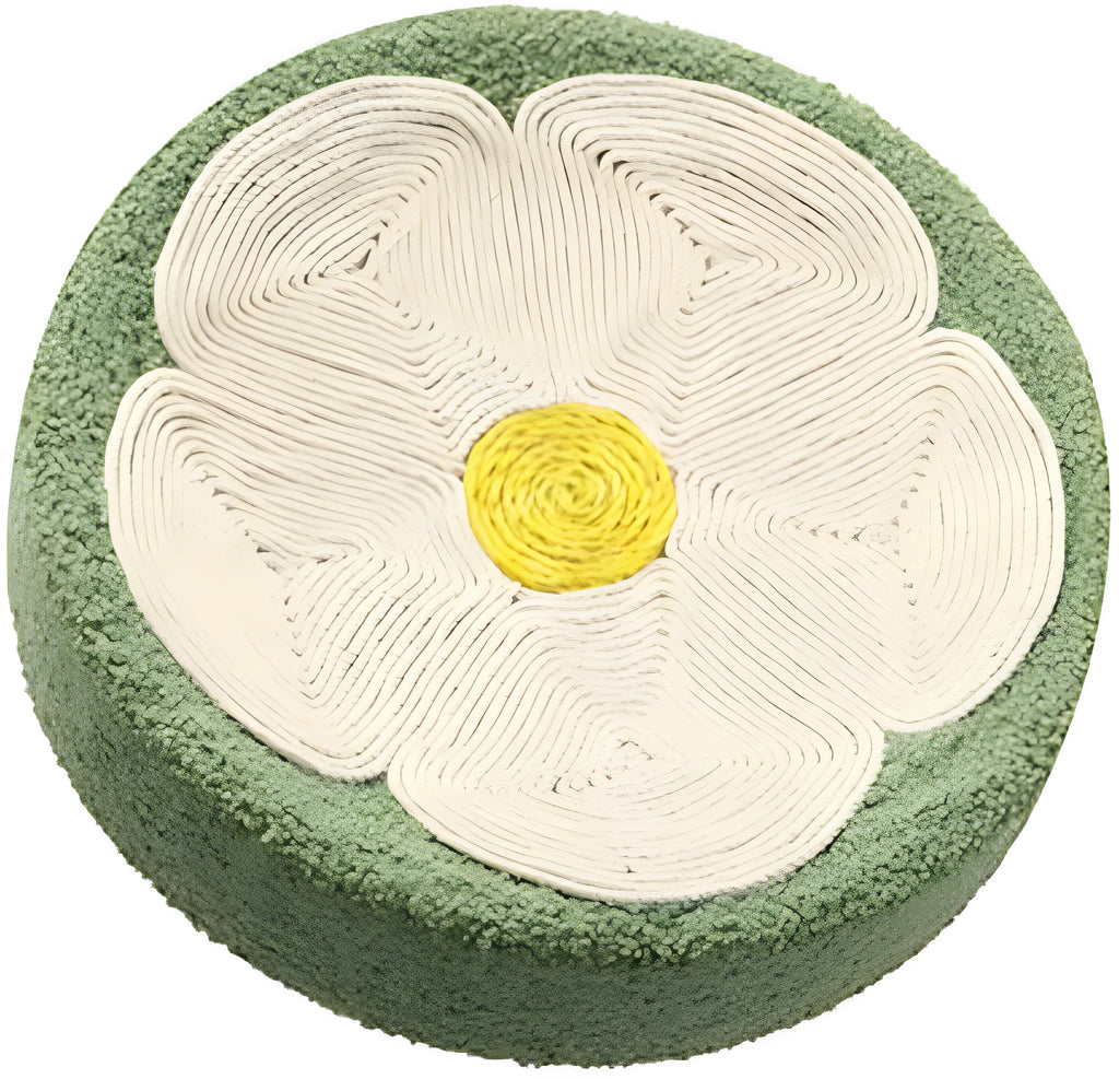 Green round sisal cat scratcher bowl lounge bed for scratching and sleeping.