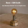 Retro desk lamp with glass shade on wooden base, USB rechargeable for bedside or living room