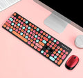 Vibrant Yellow Wireless Punk Manipulator keyboard and mouse set on a desk