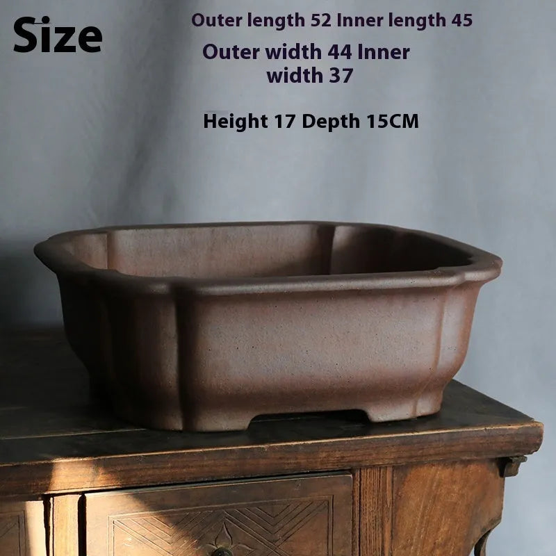 Rectangular purple sand bonsai flower pot with modern design for floor plant displays