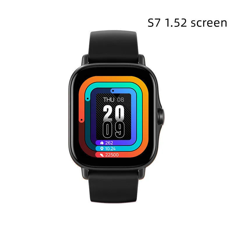 GT20 smartwatch in black with alloy case and silicone strap showing health stats on screen.