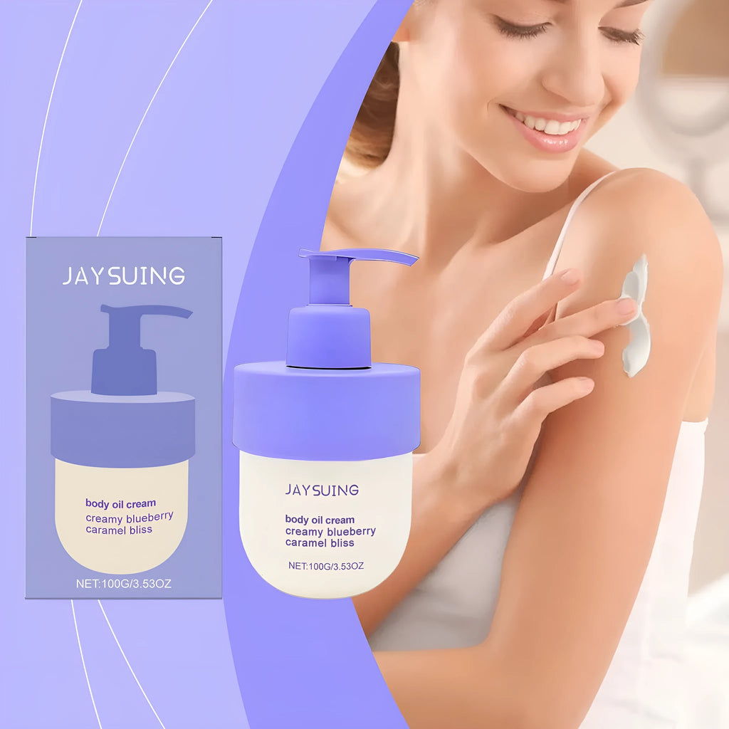 Blueberry Caramel Body Cream 100g container for moisturising universal skin types